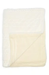 BCBG EMBROIDERED FAUX FUR THROW BLANKET