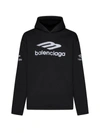 Balenciaga 3b Sports Icon Cotton Fleece Hoodie In Nero