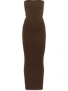 Wolford Fatal Strapless Midi Tube Dress In Brown