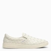 Bottega Veneta White Slip-on Sneakers With Intreccio Motif In Leather Man In White