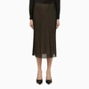 VINCE BLACK AND BEIGE VISCOSE MIDI SKIRT