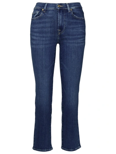 7 For All Mankind The Straight Crop Mid-rise Jeans In Blue