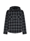 Off-white Hooded Flannel Shirt In Dark Grey Black