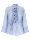 P.a.r.o.s.h Light Blue Shirt With Ruffles In Blue