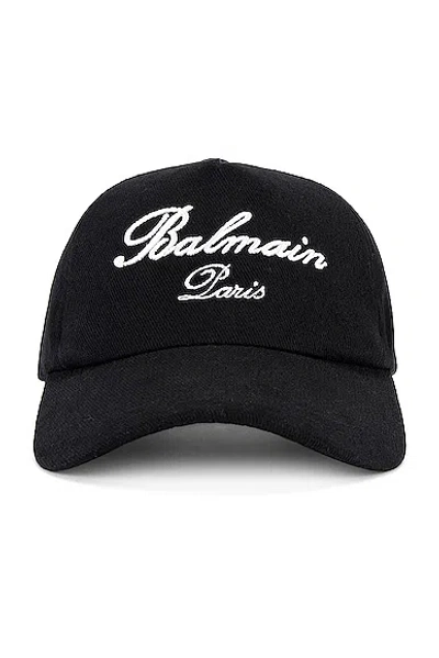 Balmain Signature Cotton Cap In Black