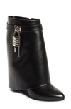 Givenchy Shark Lock 90 Leather Ankle Boots Shoes In Black