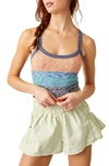 Fp Movement All Clear Stripe Space Dyed Rib Crop Camisole In Sapphire Combo