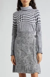BURBERRY WARPED HOUNDSTOOTH CHECK WOOL BLEND TURTLENECK SWEATER