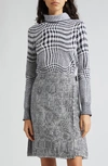 Burberry Houndstooth Wool-blend Turtleneck Sweater In Monochrome