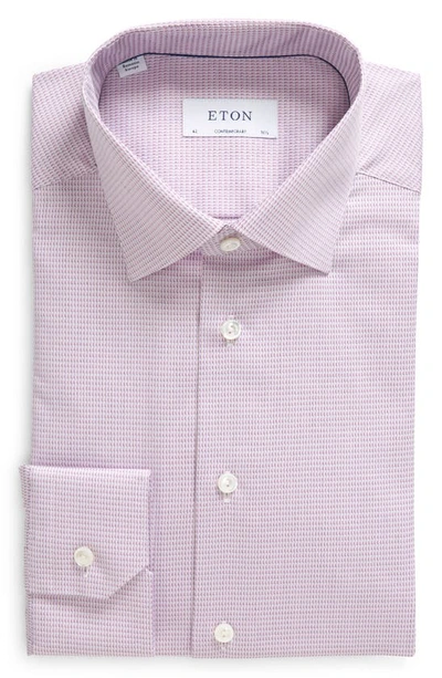 Eton Contemporary Fit Textured Twill Dress Shirt In Medium Pink
