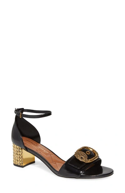 Kurt Geiger London Mayfair Ankle Strap Sandal In Black/gold