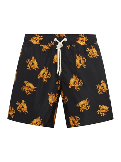 PALM ANGELS BURNING PA SWIMMING SHORTS