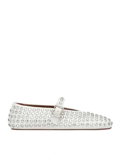 Alaïa White Strass Ballerina Flats