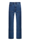 Palm Angels Monogram Detailed Straight Leg Jeans In Blue