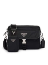 Prada Re-nylon And Saffiano Leather Shoulder Bag In Black