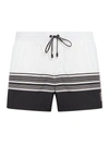 Dolce & Gabbana Striped Drawstring Swim Shorts In Black