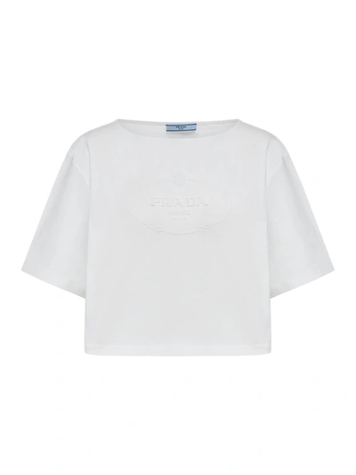 Prada T-shirt With Logo In Blue