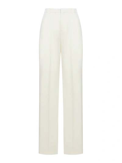 Saint Laurent Wool-gabardine Wide-leg Trousers In Nude & Neutrals