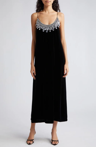 Zimmermann Crystal-embellished Velvet Midi Dress In Black