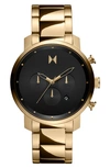 Mvmt Men's Chronograph Gold-tone Stainless Steel Bracelet Watch 45mm In Black/gold