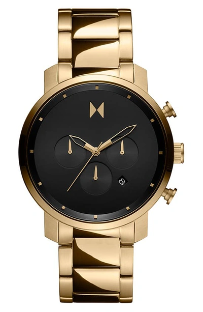Mvmt Men's Chronograph Gold-tone Stainless Steel Bracelet Watch 45mm In Black/gold