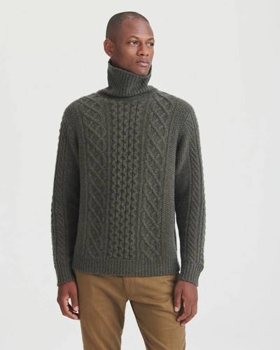 Naadam Cashmere Fisherman Cable Turtleneck In Olive