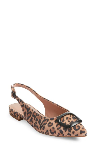 Nordstrom Becca Pointed Toe Slingback Flat In Tan Leopard