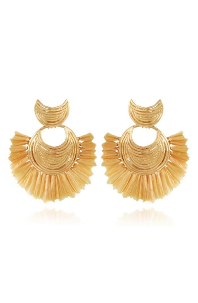 Gas Bijoux Luna Mini Raphia Earrings In Gold