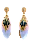 Gas Bijoux Sao Feather Drop Earrings In Purple