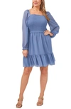 1.state Womens Chiffon Smocked Mini Dress In Multi