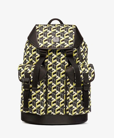 Mcm Brandenburg Yellow/black Cubic Monogram Unisex Nylon Backpack In Multicolor
