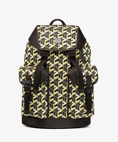 Shop Mcm Brandenburg Yellow/black Cubic Monogram Unisex Nylon Backpack In Multicolor