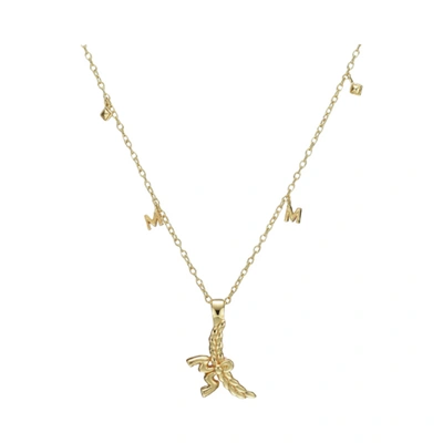 Mcm Women's Gold 3d Logo Laurel Charm Pendant Necklace