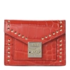 MCM MCM WOMEN'S RED CROCODILE EMBOSSED LEATHER MINI FLAP COIN WALLET