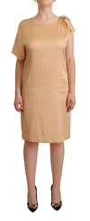 Moschino Elegant One-sleeve Beige Shift Dress In Beige