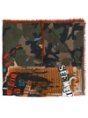 Valentino Thin Camouflage Print Scarf In Green