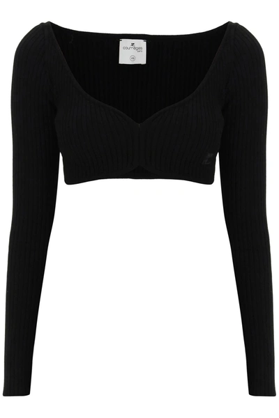 COURRÈGES RIBBED CROPPED SWEATER