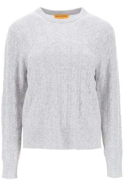 Guest In Residence Twin Cable Cashmere Jumper In Grey