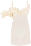 Jacquemus Duna Ruffled Wool-blend Mini Dress In White