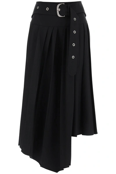 OFF-WHITE BELTED TECH DRILL PLEATED SKIRT