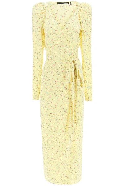 Rotate Birger Christensen Floral-print Long-sleeve Dress In Yellow