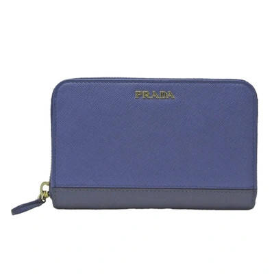 Prada Leather Wallet () In Blue