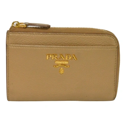 Prada Saffiano Leather Wallet () In Beige