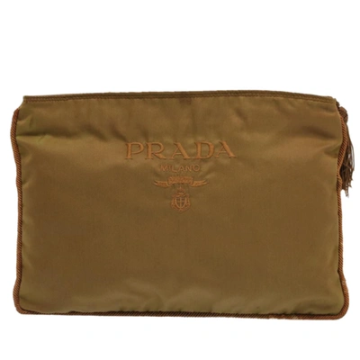 Prada Tessuto Khaki Synthetic Clutch Bag ()