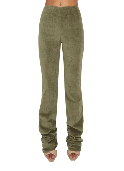 Danielle Guizio Ny Corduroy Ruched Woven Leggings In Deep Sage