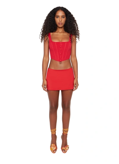 Danielle Guizio Ny Micro Mini Stretch Skirt In Red