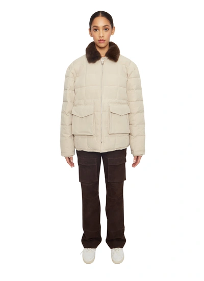 Danielle Guizio Ny Quilted Mid Puffer Jacket In Light Khaki