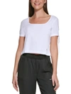 DKNY JEANS WOMENS CROPPED TIED-SLEEVE T-SHIRT
