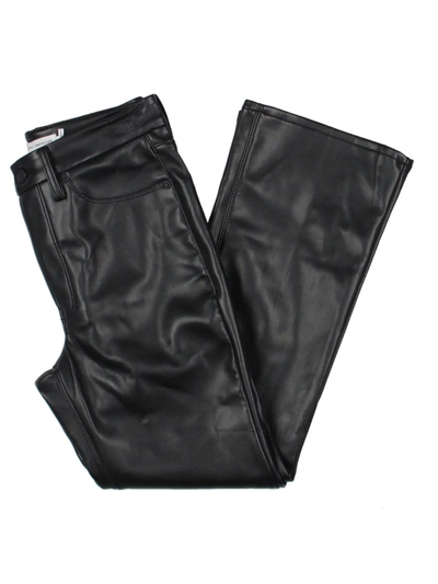 Good American Womens Faux Leather Crop Bootcut Pants In Black