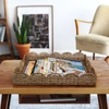 HAPPIMESS SCALLOPED 21.5" SOUTHWESTERN COTTAGE HAND-WOVEN RATTAN TRAY WITH HANDLES, NATURAL